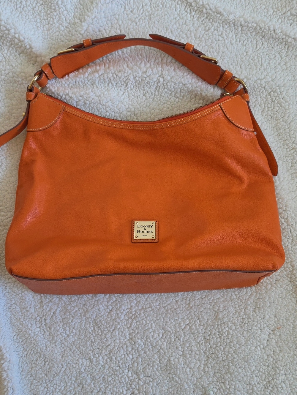 Dooney & Bourke Orange Leather Shoulder Hobo with Gold Logo